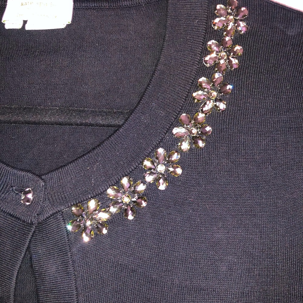 Kate Spade black jewel embellished cardigan size medium - Picture 5 of 8